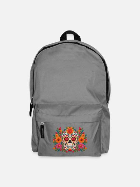 Floral Sugar Skull Burst - Rucksack - Mittelgrau