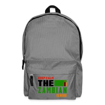 Keep Calm Sambia Flaggen Design - Rucksack - Mittelgrau - Vorne