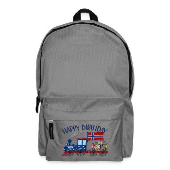Happy Birthday Norwegen Flagge Geschenke Eisenbahn - Rucksack - Mittelgrau - Vorne