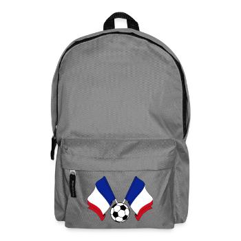 Zwei französische Flaggen mit einem Fußball Frankreich - Rucksack - Mittelgrau - Vorne