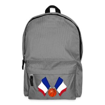 Two French flags with a Basketball France - Backpack - elephant grey - Front