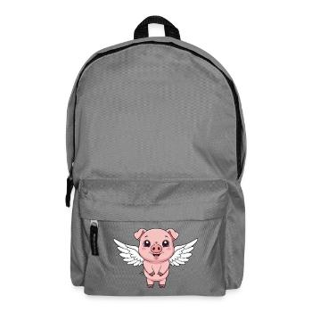 Süßes Schwein Cartoon Engel mit Flügeln Bauernhof  - Rucksack - Mittelgrau - Vorne