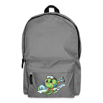 Skiende Wassermelone Kawaii Wintersport Spaß - Rucksack - Mittelgrau - Vorne