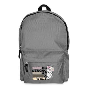 Wolf with vintage flowers inspirational quote - Backpack - elephant grey - Front