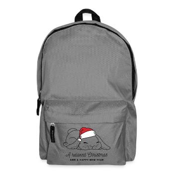 Entspannter Weihnachts-Hase mit Mütze - dunkel - Rucksack - Mittelgrau - Vorne