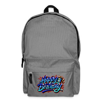 Happy Birthday Graffiti BLUE RED - Backpack - elephant grey - Front