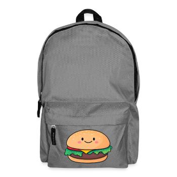 Kawaii Burger Lächelndes Motiv - Rucksack - Mittelgrau - Vorne