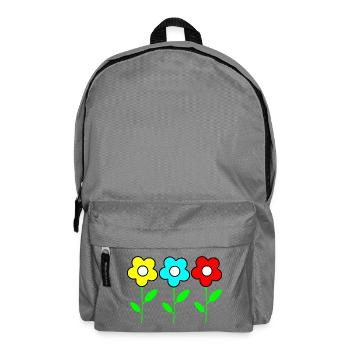 Three colorful flowers on black - Backpack - elephant grey - Front