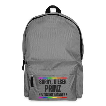 Prinz liebt Männer – Gay Pride, CSD Design Spruch - Rucksack - Mittelgrau - Vorne