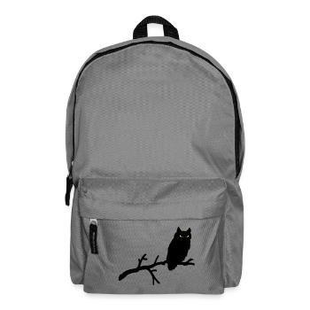 Grimme Eule Silhouette mit gelben Augen auf Ast - Rucksack - Mittelgrau - Vorne