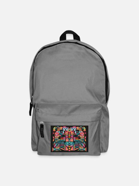 Psychedelischer WOW Mosaik Print - Rucksack - Mittelgrau