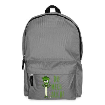Lauch mit Spruch Du mich lauch in grün - Rucksack - Mittelgrau - Vorne