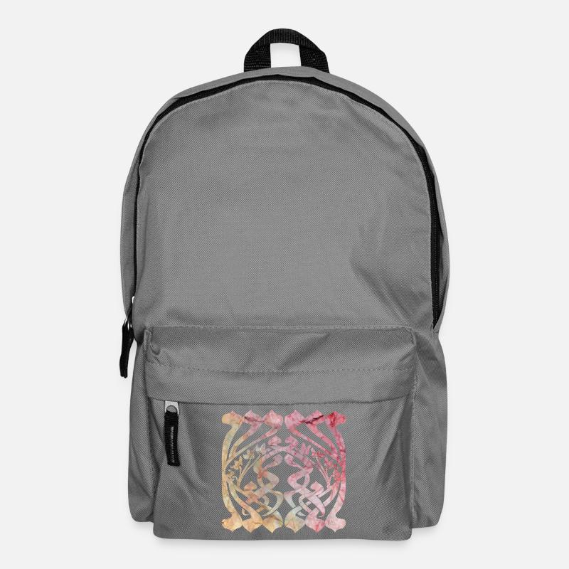 Watercolour leaf pattern with floral design - Backpack - elephant grey