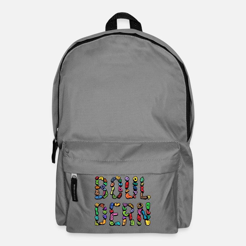 Bouldern Boulder Klettern Schrift Bergsteigen - Rucksack - Mittelgrau