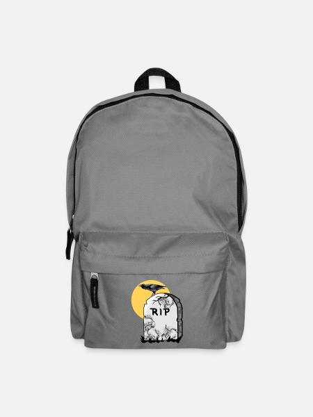 Grabstein mit Krähe - Rucksack - Mittelgrau