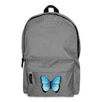 blauer Schmetterling handgezeichnet und koloriert - Rucksack - Mittelgrau - Vorne