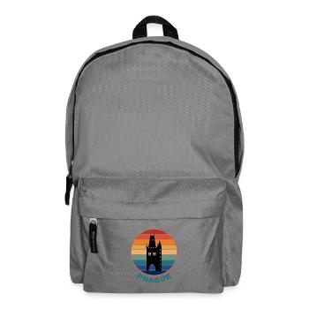 Prague Landmark Silhouette Czech Travel Souvenir - Backpack - elephant grey - Front