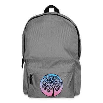 Black tree of life on blue and pink background - Backpack - elephant grey - Front
