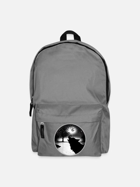 Heulender Wolf bei Vollmond - Rucksack - Mittelgrau