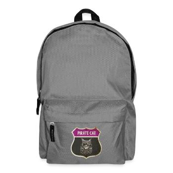 Motif écusson pirate de chat - Sac à dos - gris éléphant - Devant