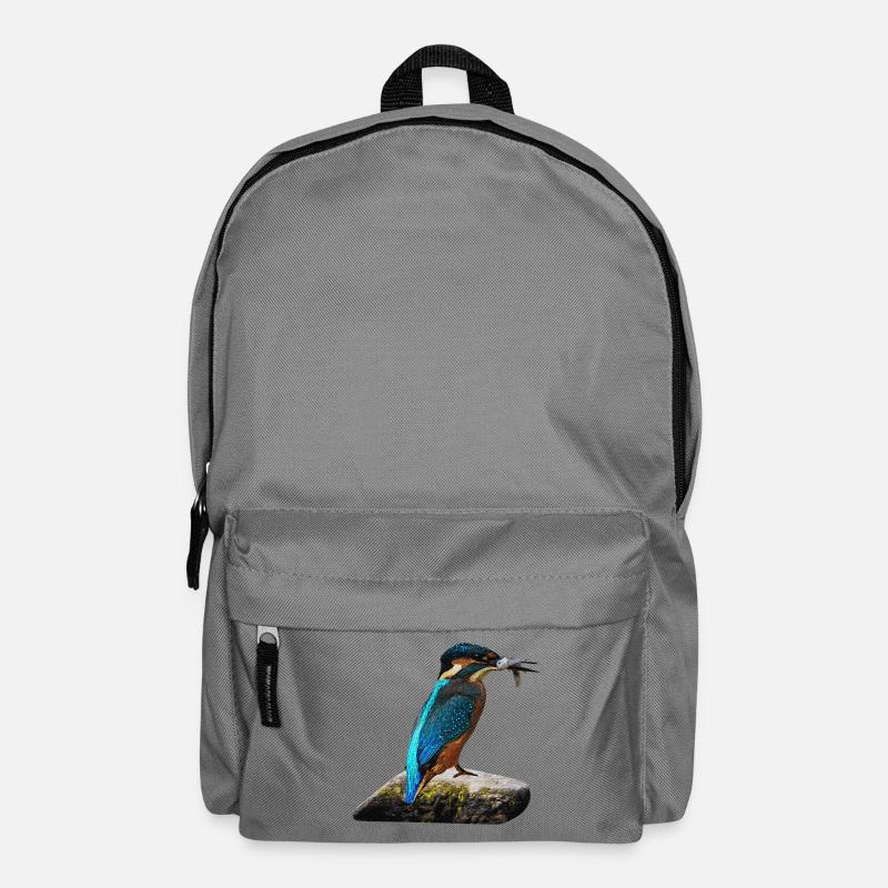 coole vögel, fischendes Eisvogel männchen - Rucksack - Mittelgrau