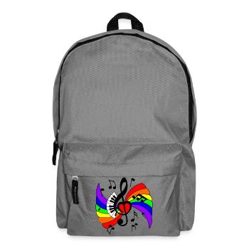 Klaviermusiktaste mit Regenbogen und Musikanmerkungen - Rucksack - Mittelgrau - Vorne