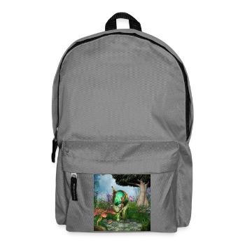 Kleine Fee mit ihrer Katze - Rucksack - Mittelgrau - Vorne