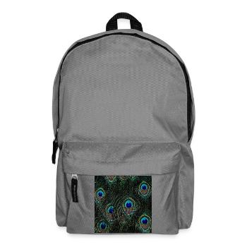vogelliebhaber geschenke, Pfauenfedern - Rucksack - Mittelgrau - Vorne