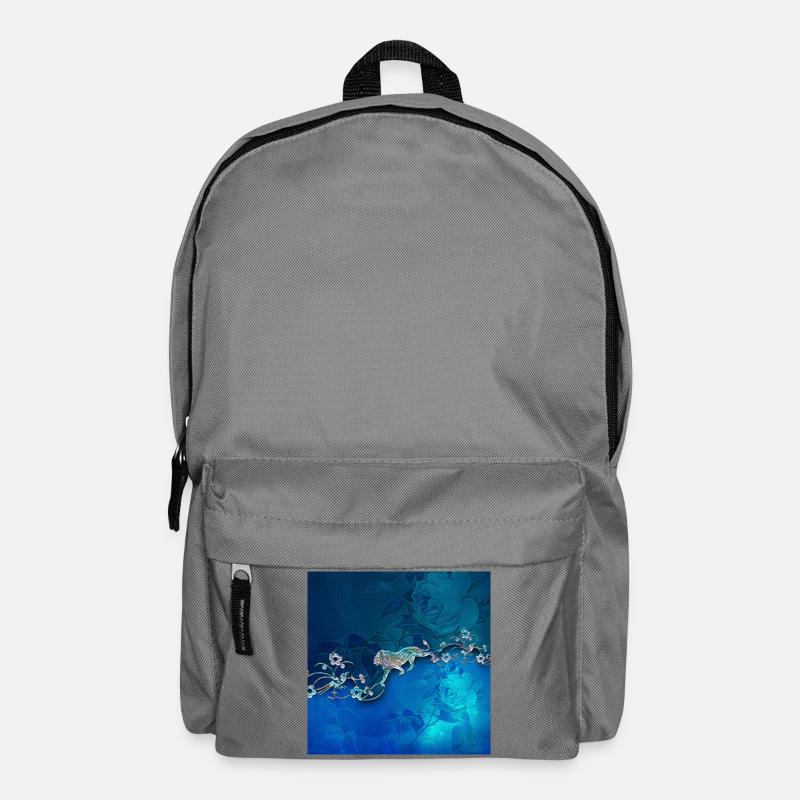 Elegantes Blumendesign - Rucksack - Mittelgrau