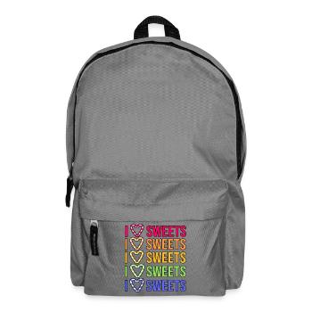Herz Statement Ich Liebe Süßigkeiten Naschkatzen - Rucksack - Mittelgrau - Vorne