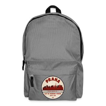 Prag Skyline Vintage Rundlogo - Rucksack - Mittelgrau - Vorne