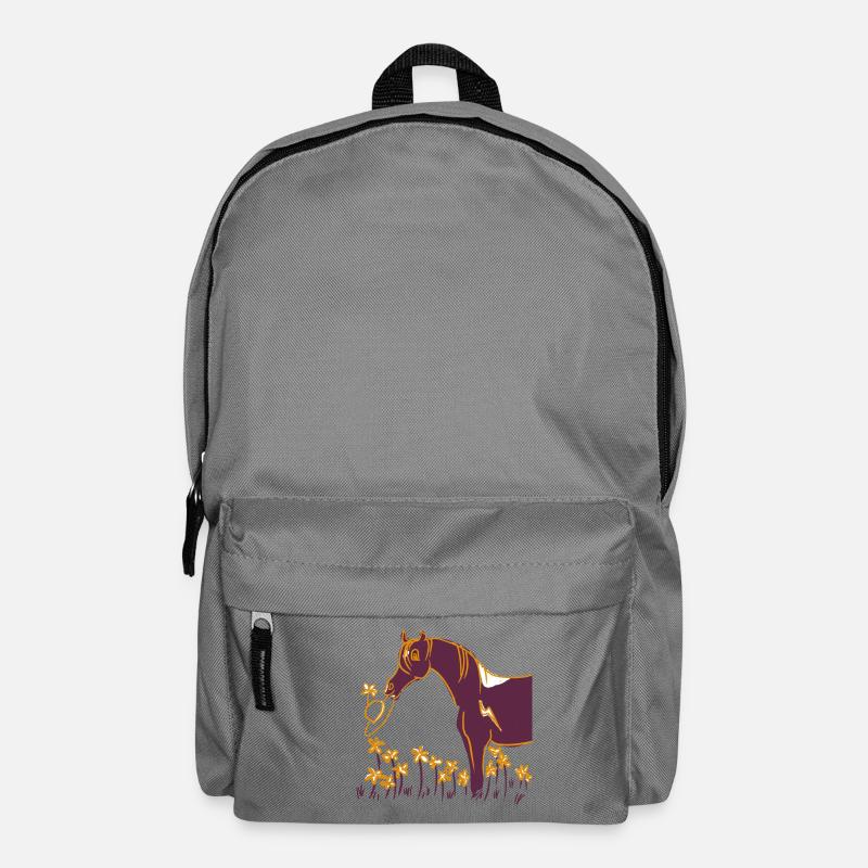 Lila Pferd mit Blumenring - Rucksack - Mittelgrau