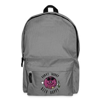 Donut worry, beer happy! Saying beer, illustration - Backpack - elephant grey - Front