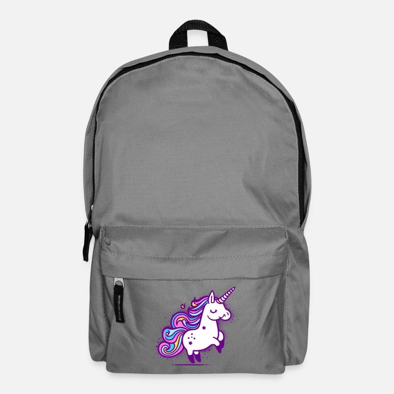 Skurriles Regenbogen-Einhorn-Design - Rucksack - Mittelgrau