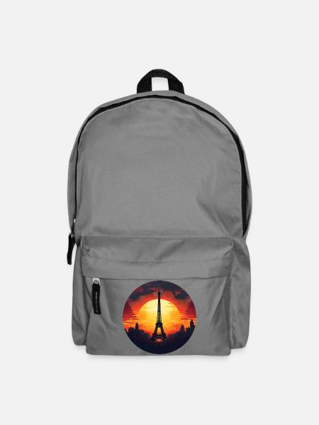 Paris Eiffelturm bei Sonnenuntergang, Romantisches - Rucksack - Mittelgrau