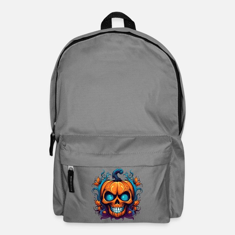 Oranger Kürbis-Schädel - Rucksack - Mittelgrau