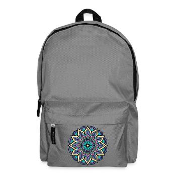 Mandala - Grün Blau Gelb Pink Indisches Mandala - Rucksack - Mittelgrau - Vorne