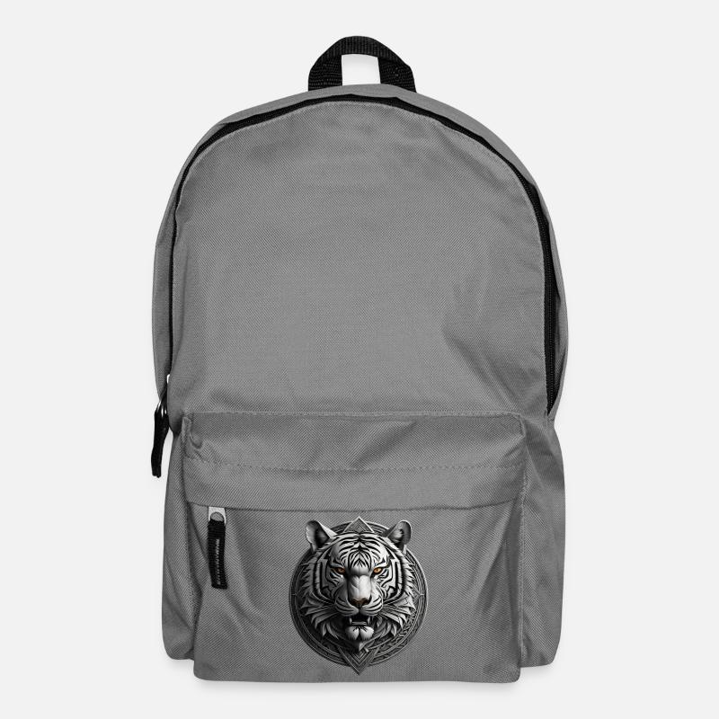 Weißer Tiger Medaillon Emblem - Rucksack - Mittelgrau