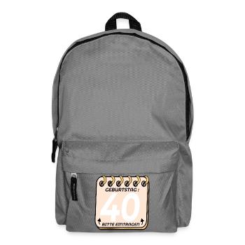 40. Geburtstag - Geburtstagsliste VIERZIG - Rucksack - Mittelgrau - Vorne