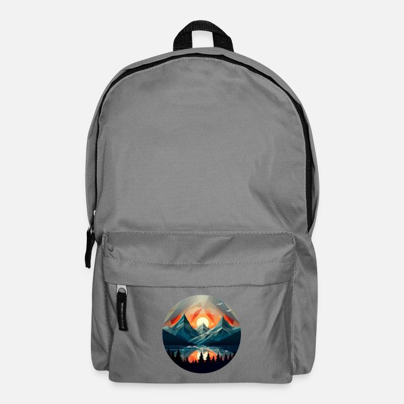 Montagnes géométriques, beau coucher de soleil - Sac à dos - gris éléphant