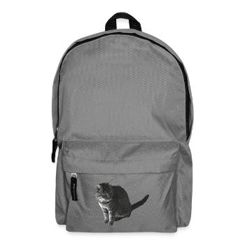 Katze sitzend, schwarz-weiß, tabby Motive - Rucksack - Mittelgrau - Vorne