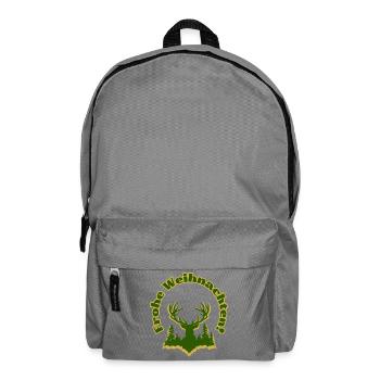 Frohe Weihnachten Silhouette Hirsch Wald grün gold - Rucksack - Mittelgrau - Vorne
