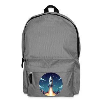 Rocket launch into space in front of night sky in comic style - Backpack - elephant grey - Front