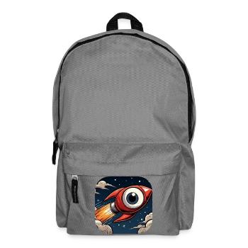 Rocket with a big eye takes off into space Comic - Backpack - elephant grey - Front