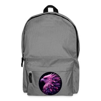 Eagle with purple and pink feathers, photorealistic - Backpack - elephant grey - Front