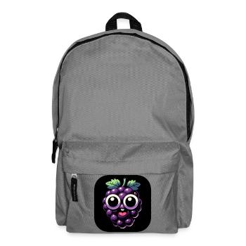 Violet raisin avec les yeux et la bouche dans un style comique - Sac à dos - gris éléphant - Devant