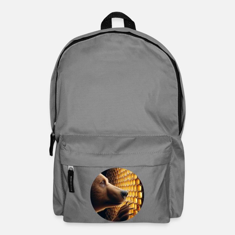 Braunbär, der durch eine Bienenwabe schaut - Rucksack - Mittelgrau