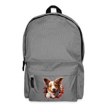 Hund guckt aus Mauer - Rucksack - Mittelgrau - Vorne