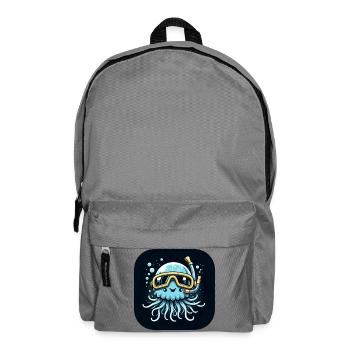 Blue jellyfish with diving goggles, graphic - Backpack - elephant grey - Front