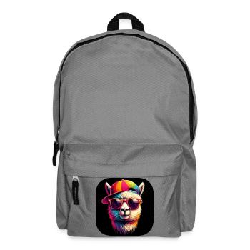Alpaga avec chapeau et lunettes de soleil - Sac à dos - gris éléphant - Devant